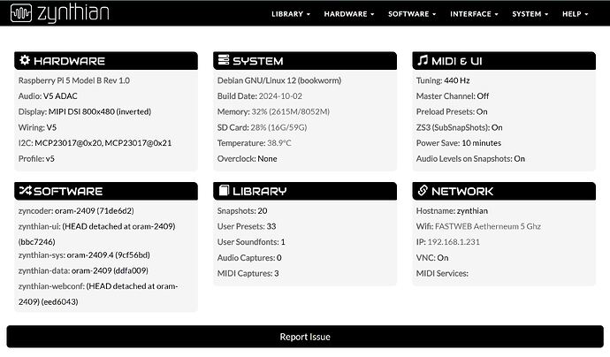 Zynthian V 5.1_Dashboard after Stable 2904-4 update