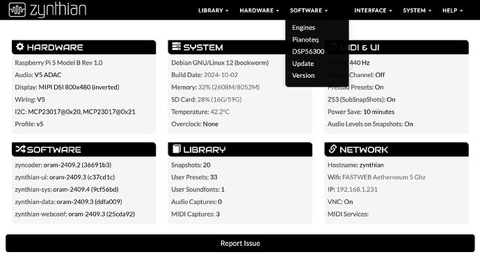 Zynthian V 5.1_Dashboard after successfull Stable 2904-4 update
