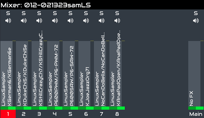a Snapshot LS 8 mixer slots