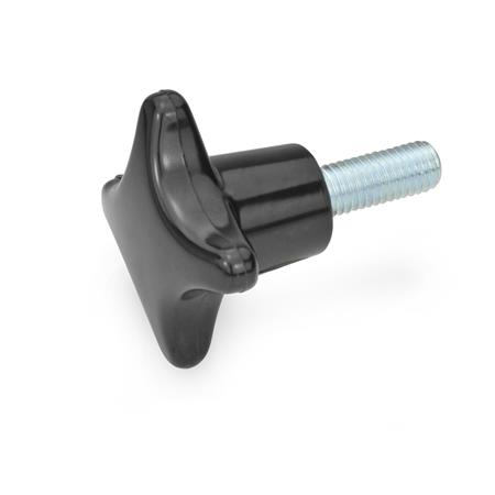 GN6335.4-2019-Hand-knobs-plastic-with-threaded-bolt-Steel-SK-Plastic-KU-Duroplast-PF